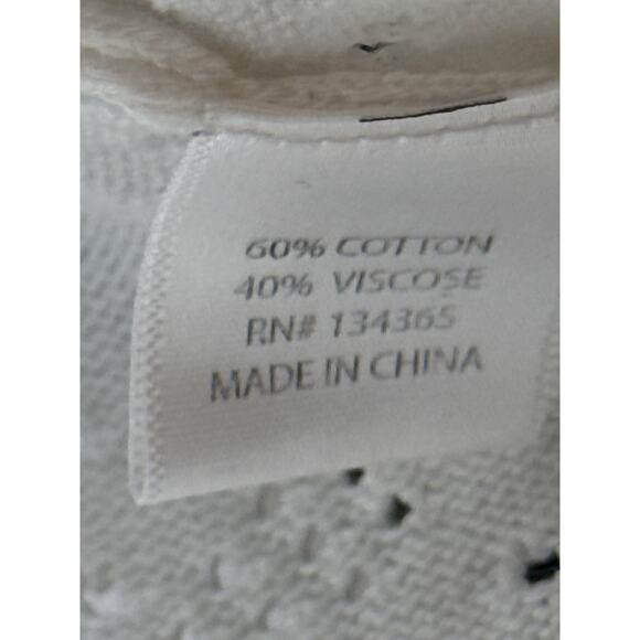 SIGRID OLSEN Studio Open Front Cardigan Sweater Ivory Open Knit Size XL - Picture 3 of 5